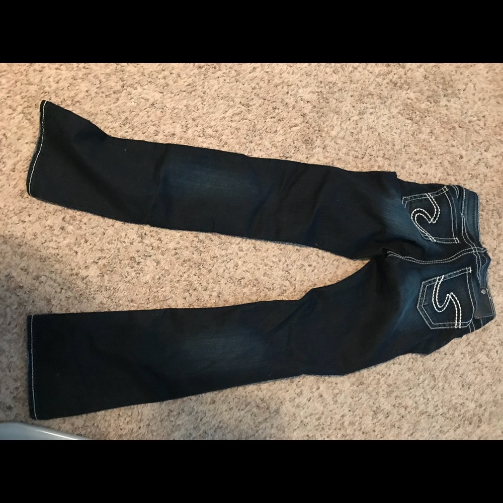 Dark wash silver jeans